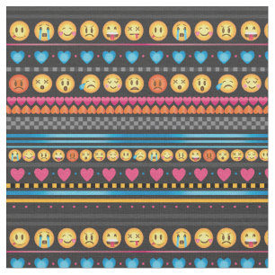 Tissu mignon de rayure d'Emoji