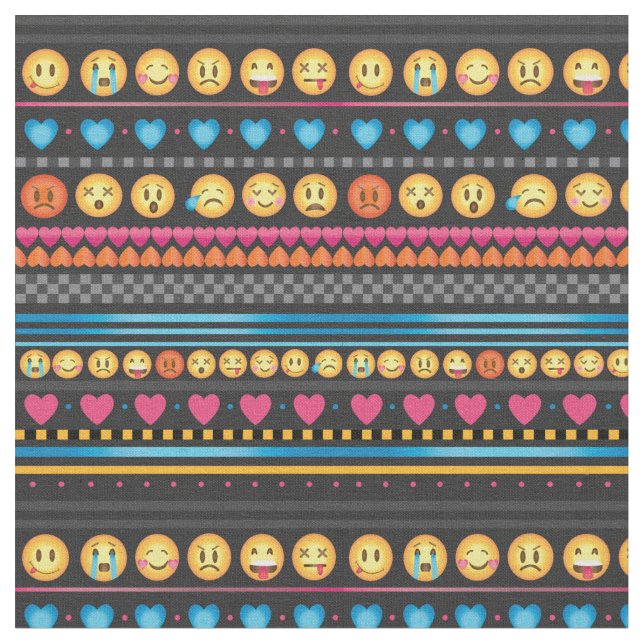 Tissu mignon de rayure d'Emoji (Fermer)