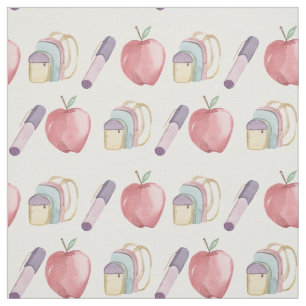 Tissu mignonne aquarelle de retour à l'motif scolaire p