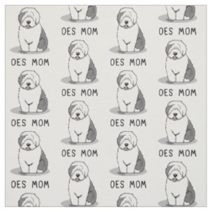 Tissu Mignonne chien OES Maman Vieux anglais Sheepdog Ma