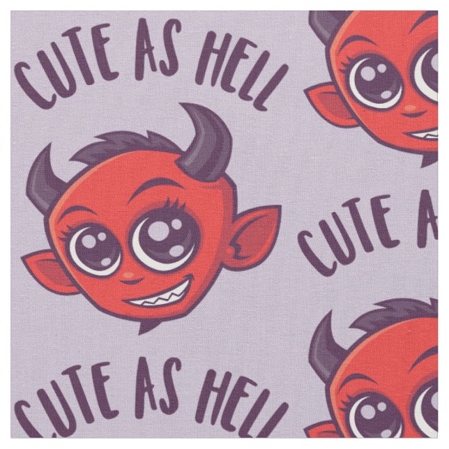 Tissu Mignonne comme diable en enfer avec un texte foncé (Fermer)