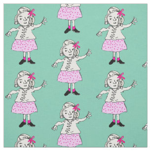 Tissu Mignonne fille en rose et menthe