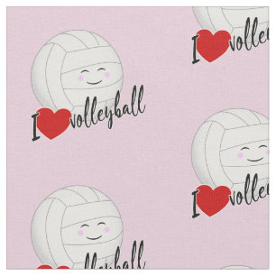 Tissu mignonne filles de sport kawaii J'aime volleyball 