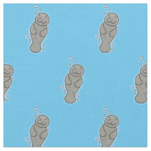 Tissu Mignonne manatée bébé avec bulles illustration