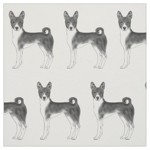 Tissu Mignonne Motif D'Un Chien Basenji En Noir Et Blanc