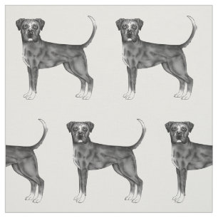 Tissu Mignonne Motif D'Un Chien De Boxer En Noir Et Blan