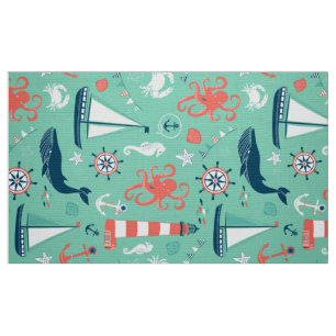 Tissu Mignonne Motif nautique Mint Arrière - plan vert