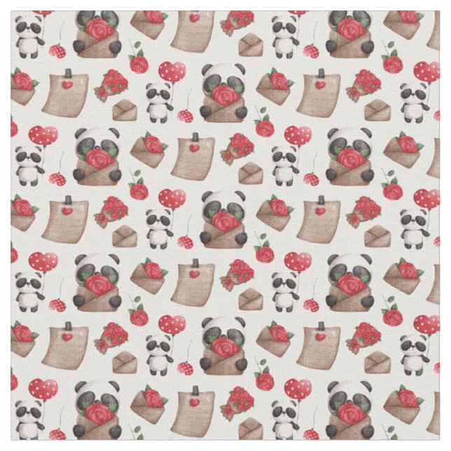 Tissu Mignonne Saint Valentin Panda Bear Love Motif (Fermer)
