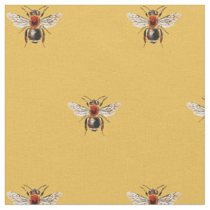 Tissu Mignonne simple Miel Abeille Motif sur Jaune