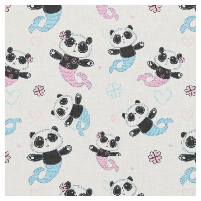 Tissu Mignonnes Portes De Panda (Fermer)