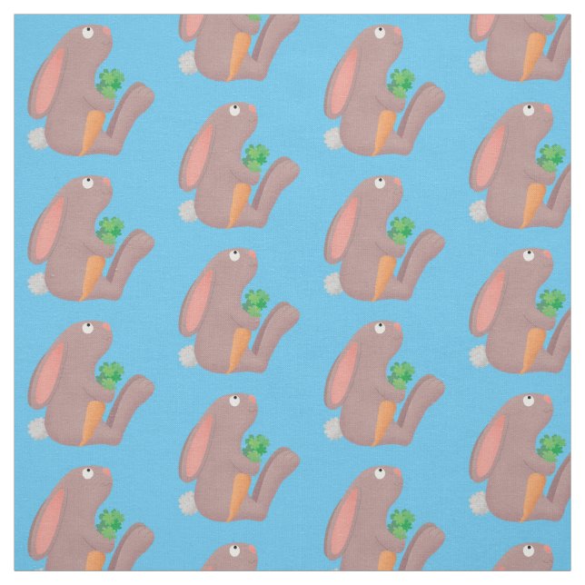 Tissu Mignons lapin lapin lapin assis avec dessin de car (Échantillon)