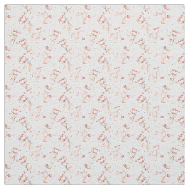 Tissu Mignons lapins avec ballons (Échantillon)