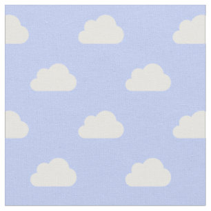 Tissu Mignons nuages blancs sur bleu