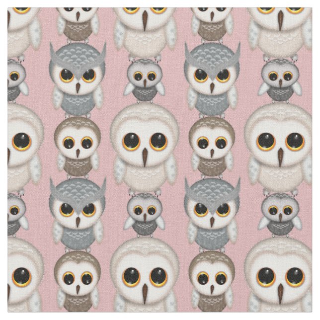 Tissu Mignons Petits Hiboux Illustrés (Fermer)