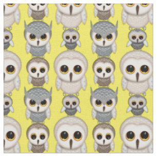 Tissu Mignons Petits Hiboux Illustrés
