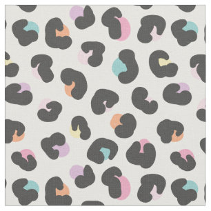 Tissu Mignons taches de léopard multicolores sur blanc