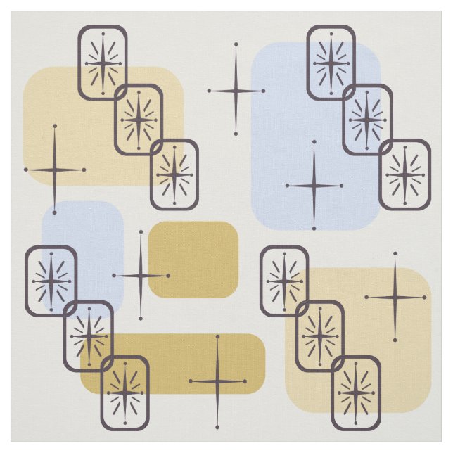 Tissu Milieu du siècle moderne Blue Gold (Échantillon)