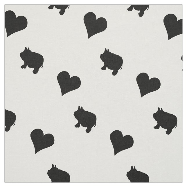 Tissu Mini porcs et silhouette noirs de coeurs (Échantillon)