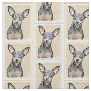 Tissu Miniature Pinscher Peinture mignonne Chien Art ori