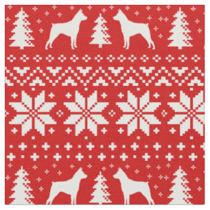 Tissu Miniature Pinscher Silhouettes MinPins Noël