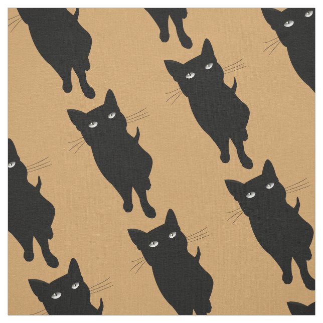 Tissu Minou gothique félin de chat noir (Échantillon)