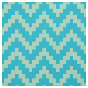 Tissu Mint-Green Zigzag Ikat et Arrière - plan bleu pers