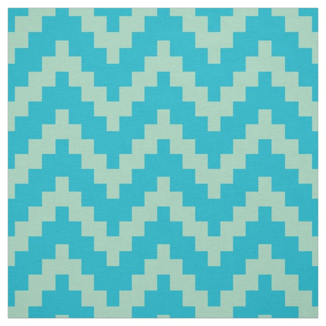Tissu Mint-Green Zigzag Ikat et Arrière - plan bleu pers (Échantillon)