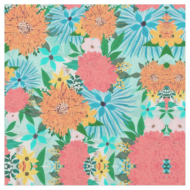 Tissu Mint pastel Floral (Fermer)