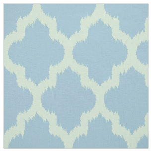 Tissu Mint Quatrefoil Ikat avec Arrière - plan bleu pers
