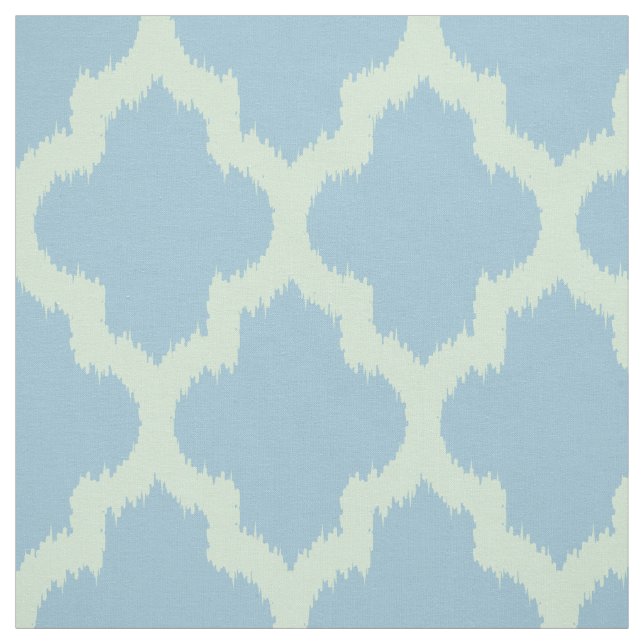 Tissu Mint Quatrefoil Ikat avec Arrière - plan bleu pers (Échantillon)