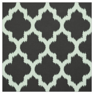 Tissu Mint Quatrefoil Ikat avec Arrière - plan noir pers