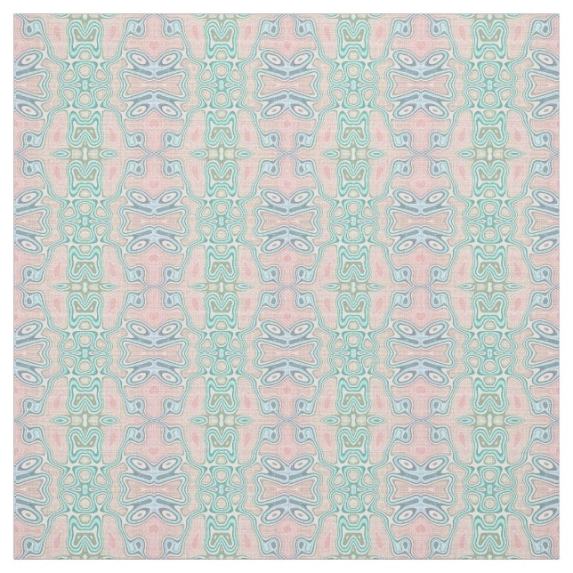 Tissu Mint Vert Bleu rose Retro Nouveau Mosaïque Motif (Échantillon)