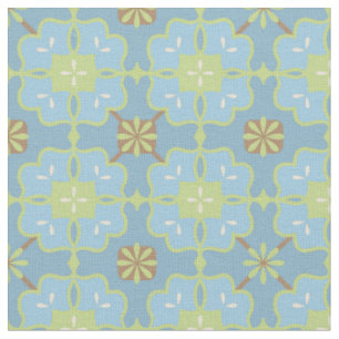 Tissu Mint vert et bleu Joli motif floral