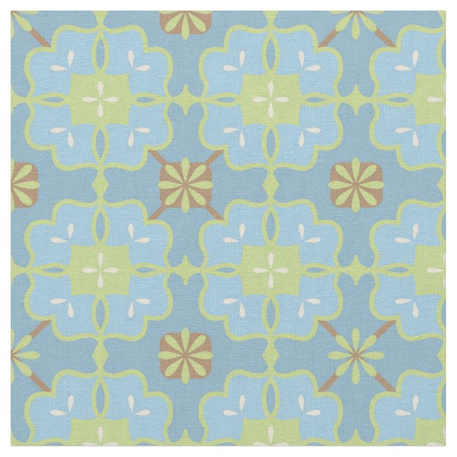 Tissu Mint vert et bleu | Joli motif floral (Fermer)