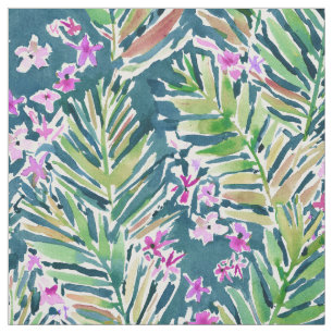 Tissu MINUIT DANS la copie tropicale foncée de paume de