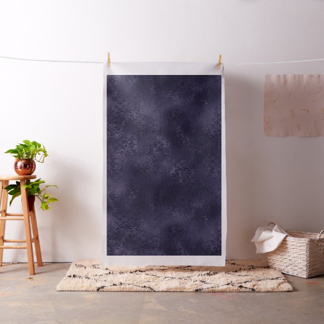 Tissu Minuit Indigo Romance | Satiny Grunge Damask (In Situ)