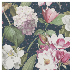 Tissu Minuit Magnolia Garden Elégant Botanique