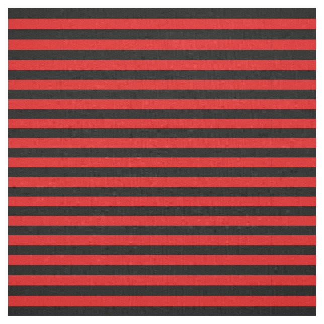 Tissu Minuit noir, rouge vif, rayures (Échantillon)