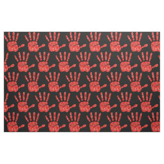 Tissu MMIW rouge main Motif noir