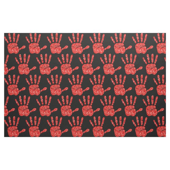 Tissu MMIW rouge main Motif noir (Fat Quarter)