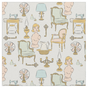 Tissu mobilier ancien mannequin décoration vintage