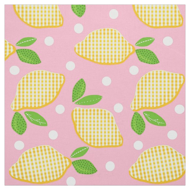 Tissu Mod Lemon En vichy Polka-Dots (Échantillon)