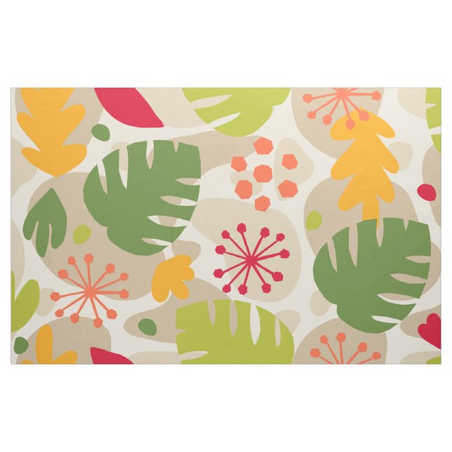 Tissu Mod Monstera Feuilles Abstrait Hawaï Tropical - Ch (Fat Quarter)