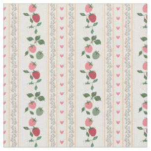 Tissu Mode grand-mère doux motif botanique Fraise