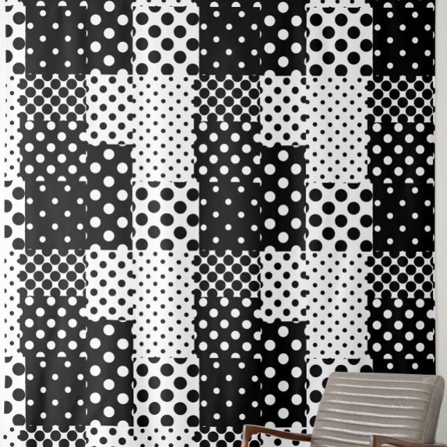Tissu Mode noir blanc à pois Style Design  (Créateur téléchargé)