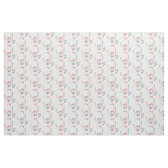 Tissu modelé blanc et bleu rouge d'ASL je t'aime (Yard)