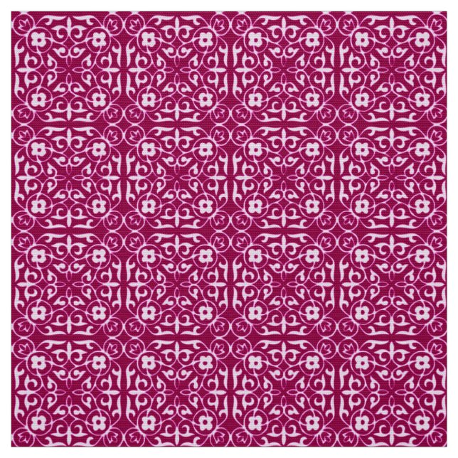Tissu Modèle Damas médiéval, vin bordeaux (Échantillon)