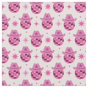 Tissu Modèle de chapeau de cowgirl disco rose avec des é
