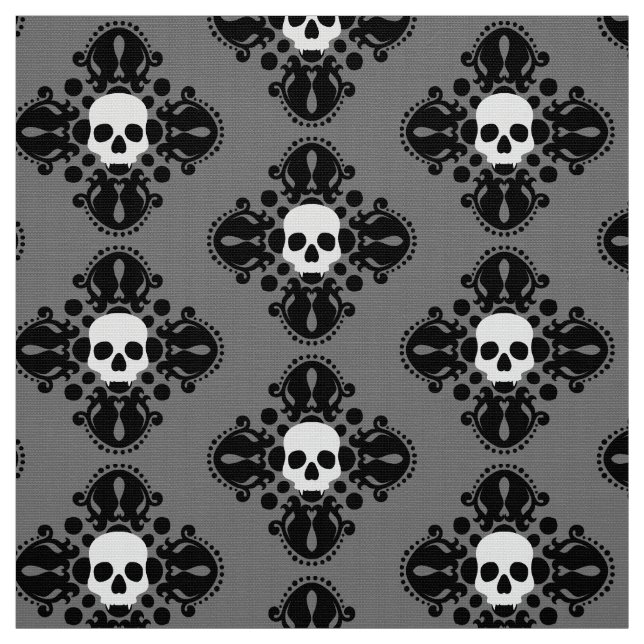 Tissu Modèle de damas du crâne d'Halloween (Échantillon)