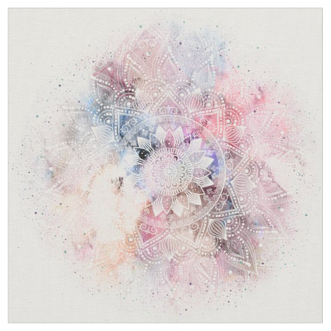 Tissu Modèle de mandala blanc blanc Whimsical (Fermer)